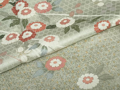 平和屋着物●訪問着　草花文　金彩　正絹　逸品　DABC2064ud