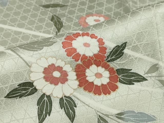 平和屋着物●訪問着　草花文　金彩　正絹　逸品　DABC2064ud