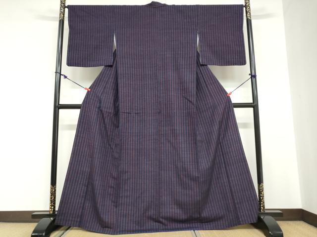 平和屋着物●上質な紬　縞　正絹　逸品　DABC2069ud