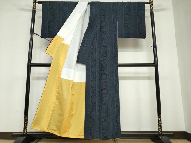平和屋着物●本塩沢　吉祥洋花間道　正絹　逸品　DABC2071ud