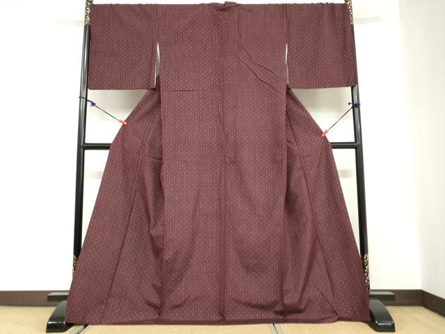 平和屋着物●上質な紬　格子文　さが美扱い　正絹　逸品　DABC2074ud