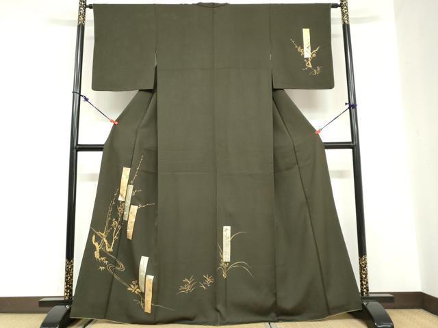 平和屋着物●訪問着　流水短冊草花文　金彩　やまと誂製　正絹　逸品　DABC2076ud