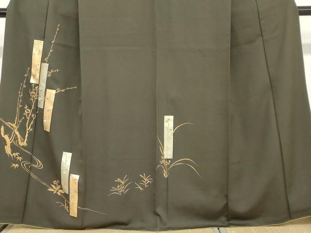 平和屋着物●訪問着　流水短冊草花文　金彩　やまと誂製　正絹　逸品　DABC2076ud