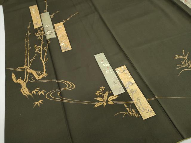 平和屋着物●訪問着　流水短冊草花文　金彩　やまと誂製　正絹　逸品　DABC2076ud
