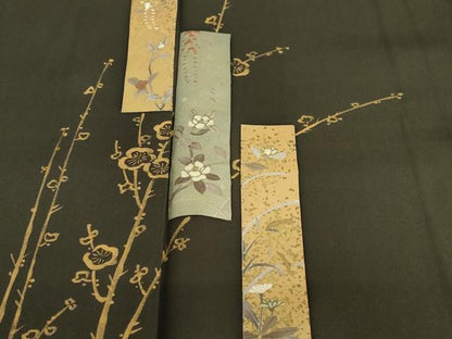 平和屋着物●訪問着　流水短冊草花文　金彩　やまと誂製　正絹　逸品　DABC2076ud