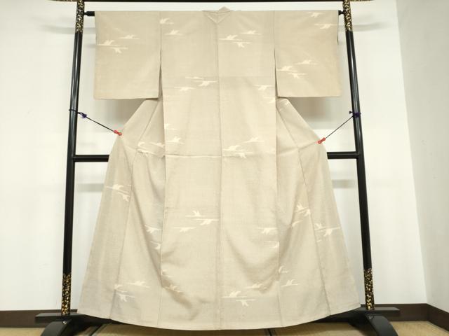 平和屋着物●本塩沢　110亀甲　飛鶴文　正絹　逸品　DABC2077ud