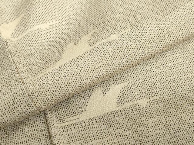 平和屋着物●本塩沢　110亀甲　飛鶴文　正絹　逸品　DABC2077ud