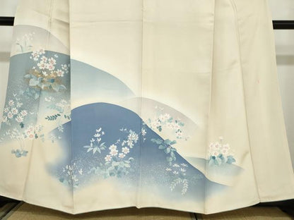 平和屋着物●訪問着　作家物　草花文　金彩　正絹　逸品　DABC2078ud