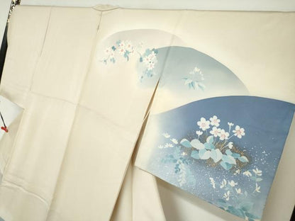平和屋着物●訪問着　作家物　草花文　金彩　正絹　逸品　DABC2078ud