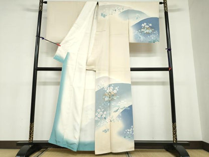 平和屋着物●訪問着　作家物　草花文　金彩　正絹　逸品　DABC2078ud