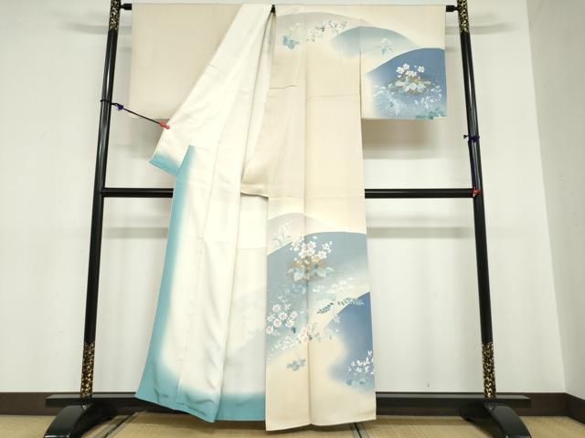 平和屋着物●訪問着　作家物　草花文　金彩　正絹　逸品　DABC2078ud
