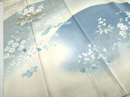 平和屋着物●訪問着　作家物　草花文　金彩　正絹　逸品　DABC2078ud