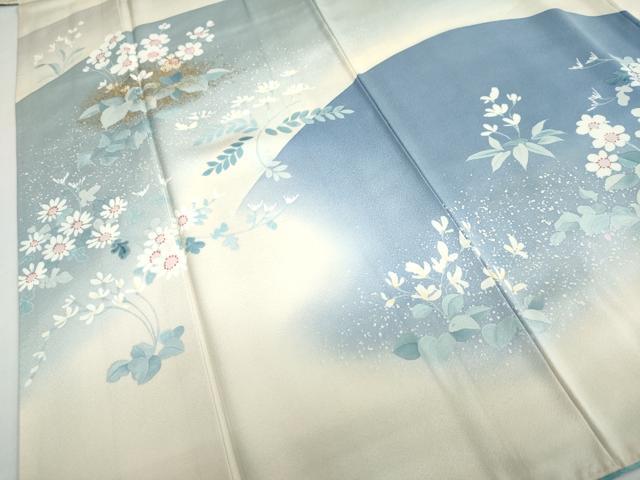 平和屋着物●訪問着　作家物　草花文　金彩　正絹　逸品　DABC2078ud