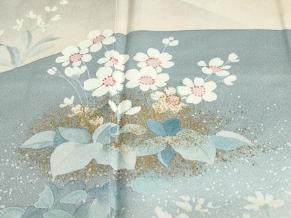 平和屋着物●訪問着　作家物　草花文　金彩　正絹　逸品　DABC2078ud