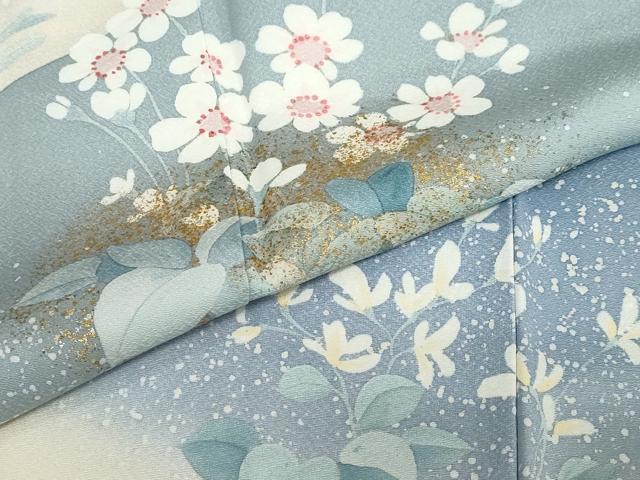 平和屋着物●訪問着　作家物　草花文　金彩　正絹　逸品　DABC2078ud