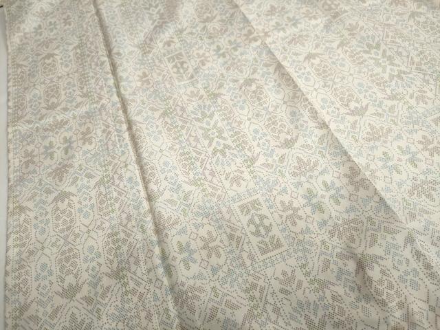 平和屋着物●本場大島紬　白大島　7マルキ　抽象草花文　正絹　逸品　DABC2081ud