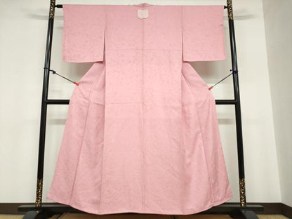 平和屋着物●上質な色無地　辻が花地紋　桃色　正絹　逸品　未使用　DABC2082ud