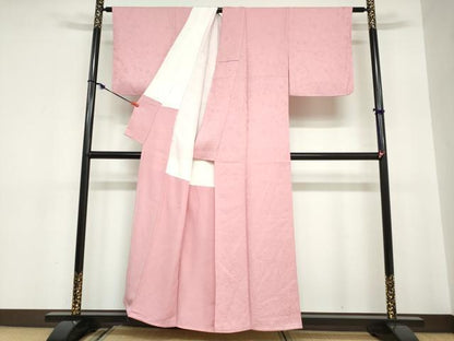 平和屋着物●上質な色無地　辻が花地紋　桃色　正絹　逸品　未使用　DABC2082ud