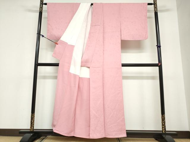 平和屋着物●上質な色無地　辻が花地紋　桃色　正絹　逸品　未使用　DABC2082ud