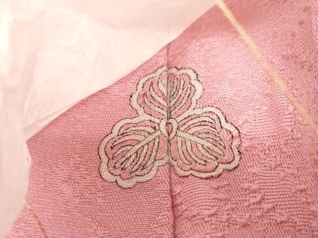 平和屋着物●上質な色無地　辻が花地紋　桃色　正絹　逸品　未使用　DABC2082ud