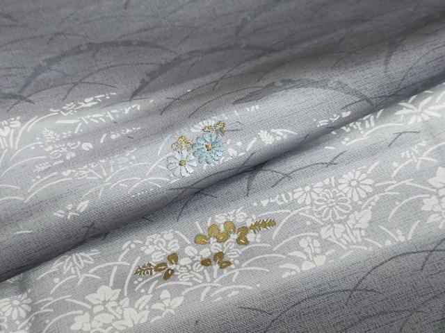 平和屋着物●訪問着　横段草花文　暈し染め　金彩　正絹　逸品　未使用　DABC2083ud
