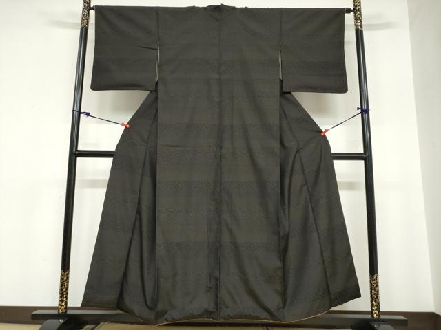 平和屋着物●江戸小紋　お召地　百柄　横段花唐草文　正絹　逸品　DABC2085ud