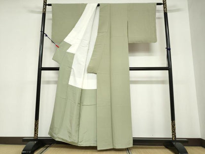 平和屋着物●上質な色無地 柳茶色 正絹 逸品 未使用 DABC2086ud