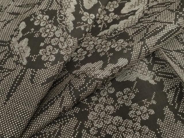 平和屋着物●本場大島紬　7マルキ　雪輪草花文　正絹　逸品　未使用　DABC2088ud