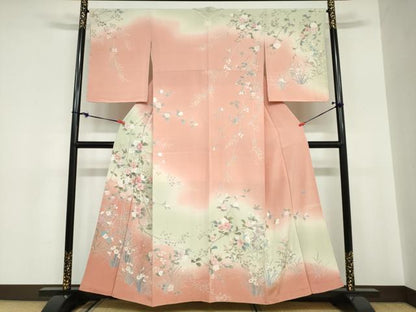 平和屋着物●訪問着　友禅　作家物　花鳥文　暈し染め　正絹　逸品　未使用　DABC2090ud
