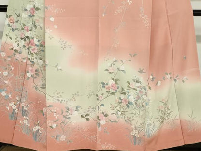 平和屋着物●訪問着　友禅　作家物　花鳥文　暈し染め　正絹　逸品　未使用　DABC2090ud