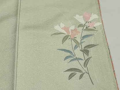 平和屋着物●訪問着　友禅　作家物　花鳥文　暈し染め　正絹　逸品　未使用　DABC2090ud