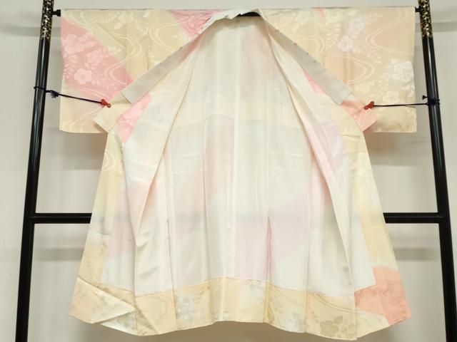 平和屋着物●長襦袢　袷　流水辻が花地紋　半衿刺繍　正絹　逸品　DABC2093ud