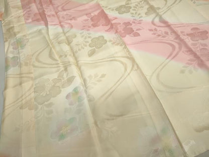 平和屋着物●長襦袢　袷　流水辻が花地紋　半衿刺繍　正絹　逸品　DABC2093ud