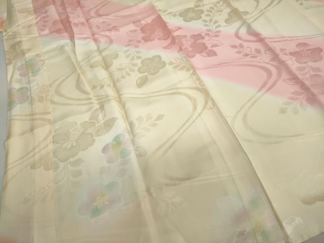 平和屋着物●長襦袢　袷　流水辻が花地紋　半衿刺繍　正絹　逸品　DABC2093ud