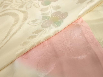 平和屋着物●長襦袢　袷　流水辻が花地紋　半衿刺繍　正絹　逸品　DABC2093ud