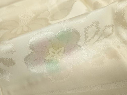 平和屋着物●長襦袢　袷　流水辻が花地紋　半衿刺繍　正絹　逸品　DABC2093ud