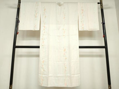 平和屋着物●長襦袢 無双仕立て 草花文 正絹 逸品 DABC2094ud