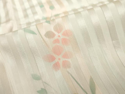 平和屋着物●長襦袢 無双仕立て 草花文 正絹 逸品 DABC2094ud