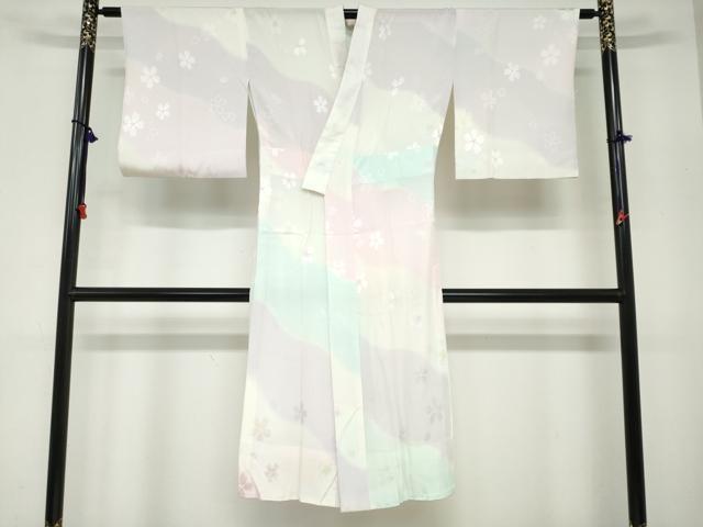 平和屋着物●長襦袢　無双仕立て　作家物　舞桜地紋　暈し染め　正絹　逸品　DABC2102ud