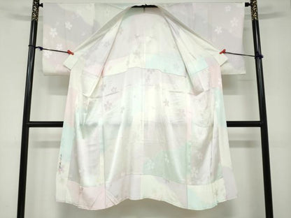 平和屋着物●長襦袢　無双仕立て　作家物　舞桜地紋　暈し染め　正絹　逸品　DABC2102ud