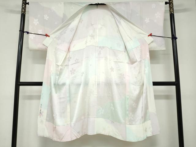 平和屋着物●長襦袢　無双仕立て　作家物　舞桜地紋　暈し染め　正絹　逸品　DABC2102ud