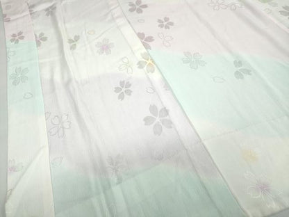 平和屋着物●長襦袢　無双仕立て　作家物　舞桜地紋　暈し染め　正絹　逸品　DABC2102ud