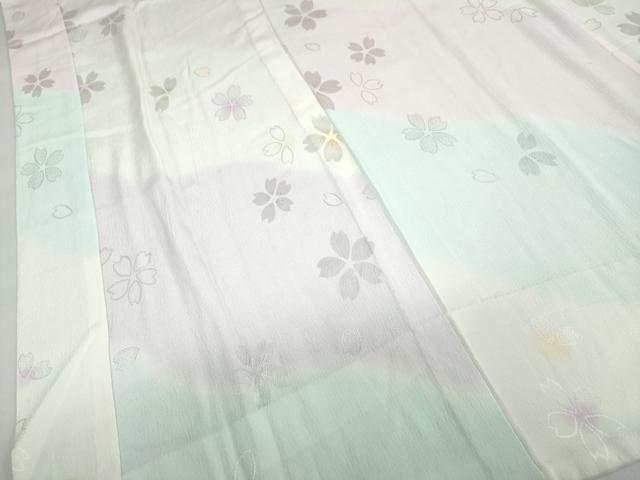平和屋着物●長襦袢　無双仕立て　作家物　舞桜地紋　暈し染め　正絹　逸品　DABC2102ud