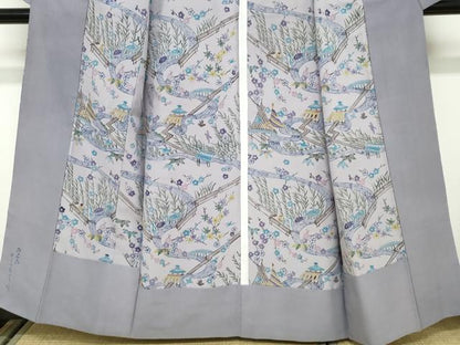 平和屋着物●極上　本場琉球紅型　小紋　風景文　胴抜き仕立て　正絹　逸品　DABC2103ud