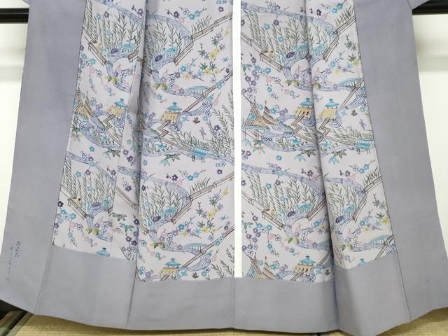 平和屋着物●極上　本場琉球紅型　小紋　風景文　胴抜き仕立て　正絹　逸品　DABC2103ud