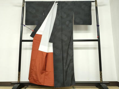 平和屋着物●本場大島紬　吉祥草花文　さが美扱い　証紙付き　正絹　逸品　未使用　DABC2104ud