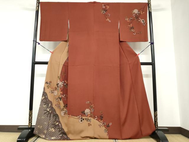 平和屋着物●訪問着　雪輪枝葉文　金彩　正絹　逸品　DABC2108ud