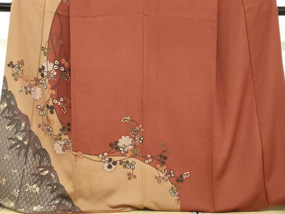 平和屋着物●訪問着　雪輪枝葉文　金彩　正絹　逸品　DABC2108ud