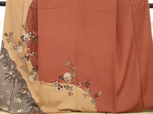 平和屋着物●訪問着　雪輪枝葉文　金彩　正絹　逸品　DABC2108ud