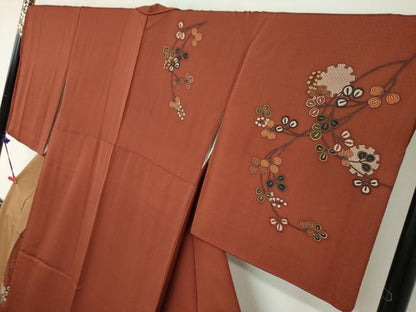 平和屋着物●訪問着　雪輪枝葉文　金彩　正絹　逸品　DABC2108ud